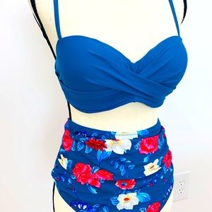 NWT Cupshe Ruched High Waisted Bikini Size L
